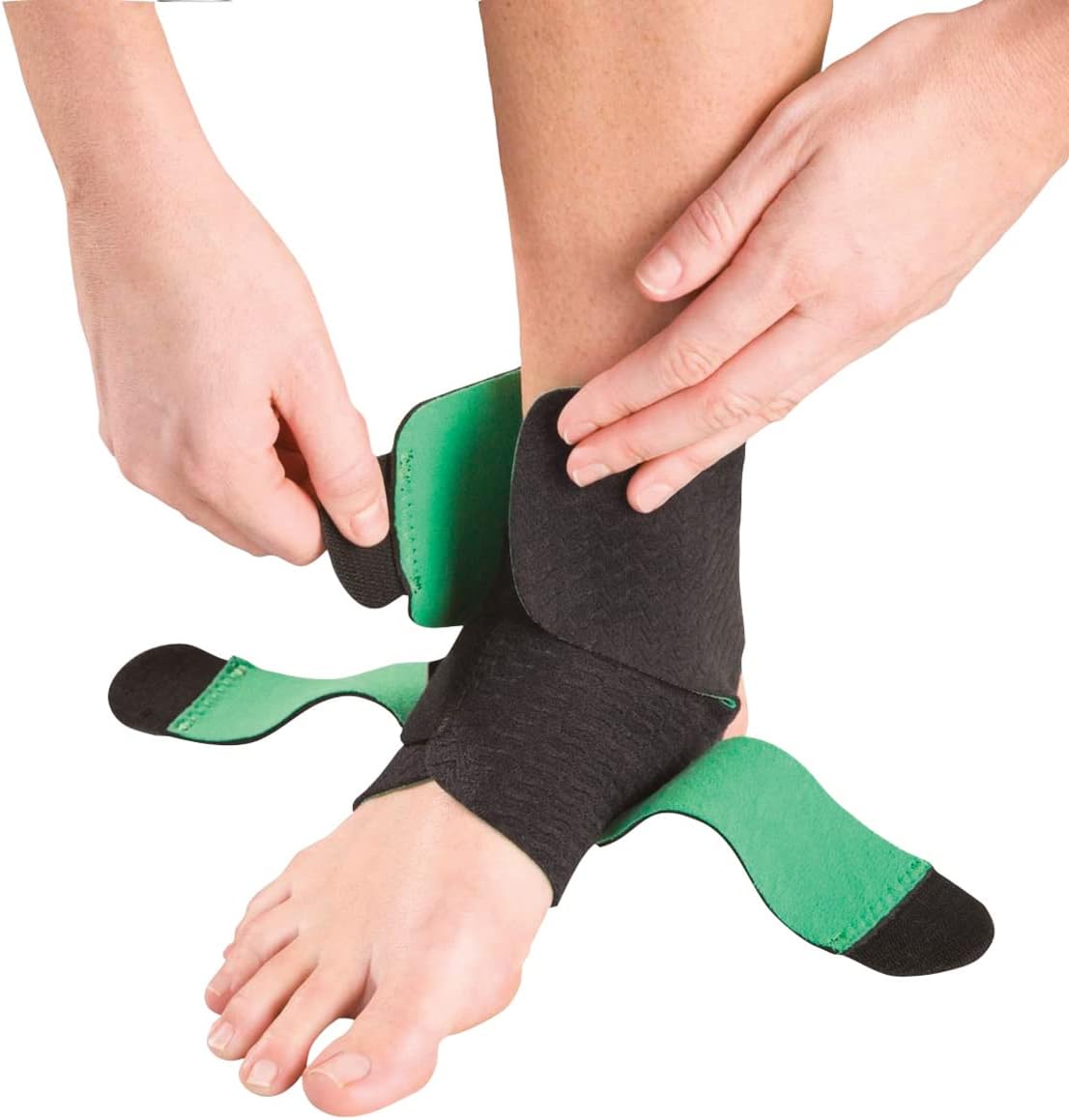 Mueller Sports Medicine Green Adjustable Ankle Support Brace, Ankle Pain Relief Support for Men and Women, Ideal for Sprains, Strains, Arthritis, Black, One Size