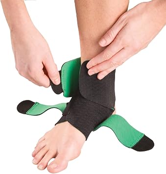 Mueller Sports Medicine Green Adjustable Ankle Support Brace, Ankle Pain Relief Support for Men and Women, Ideal for Sprains, Strains, Arthritis, Black, One Size
