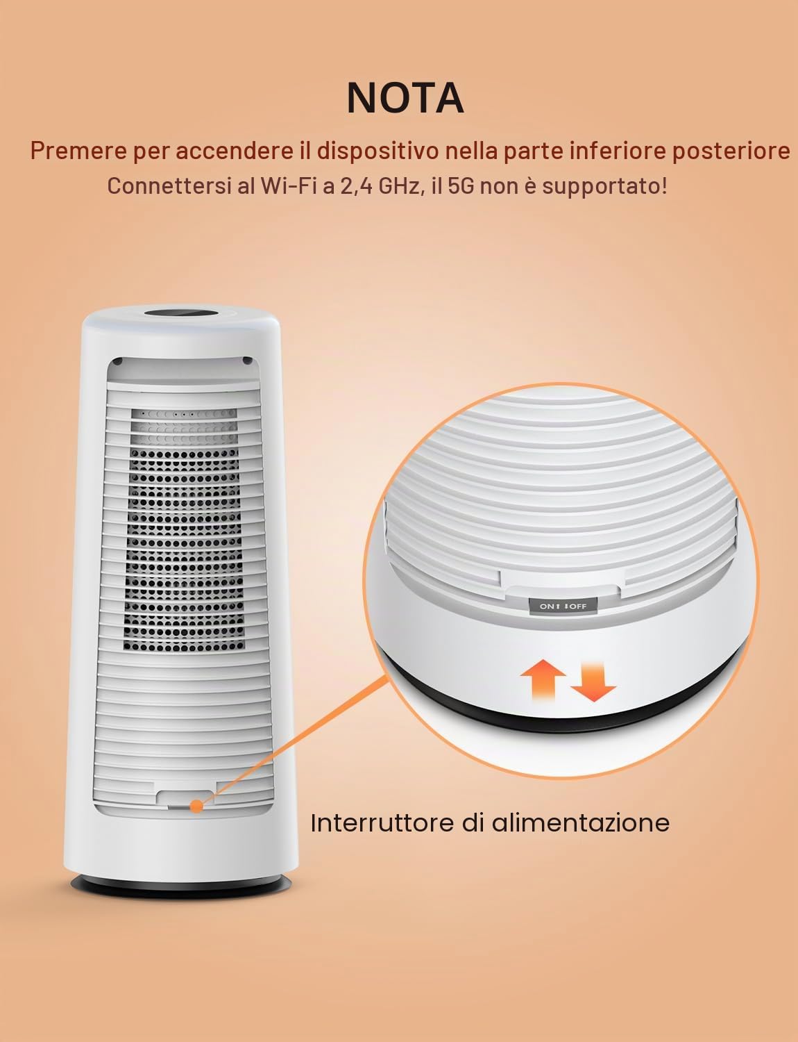 CLEVAST Termoventilatore a risparmio energetico, 1500W, riscaldamento elettrico con regolazione della temperatura e funzione timer, 83° oscillante, termoventilatore in ceramica per ambienti camera (L)