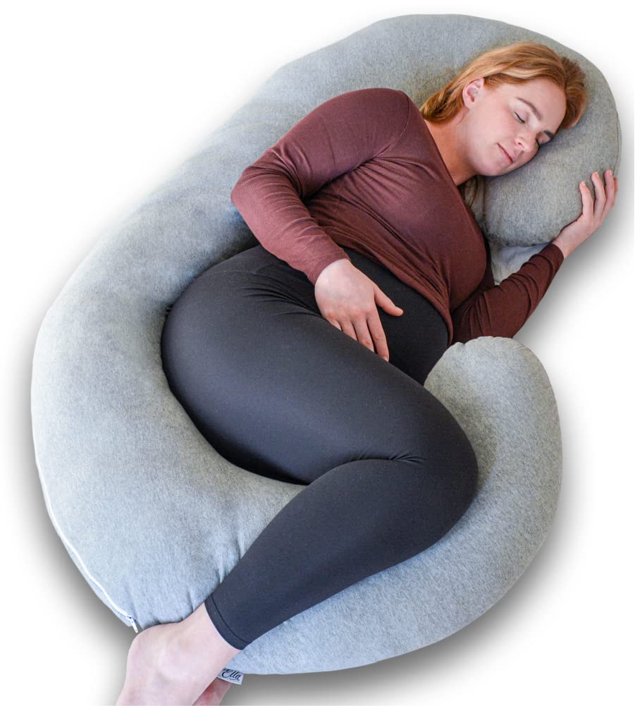 Lannvan Zwangerschapskussen, J-vormig zijslaapkussen om te slapen, voedingskussen XXL, 3 kg lichaamskussen met afneembare en wasbare overtrek van 100% katoen, 145 x 70 cm (grijs Lannvan Zwangerschapskussen, J-vormig zijslaapkussen om te slapen, voedingskussen XXL, 3 kg lichaamskussen met afneembare en wasbare overtrek van 100% katoen, 145 x 70 cm (grijs