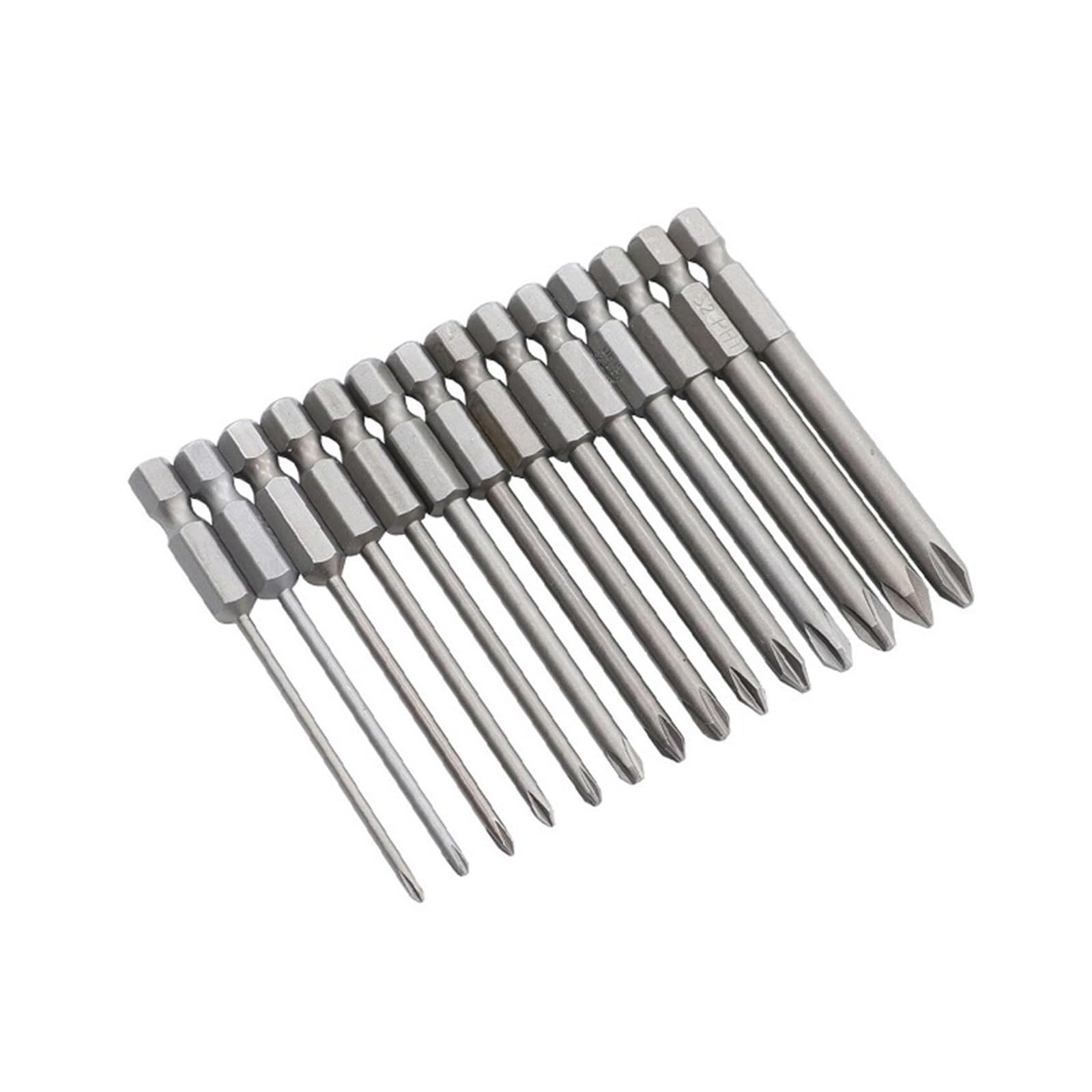 12pcs/15pcs 50mm S2 Alloy Steel Magnetic Phillips Screwdriver Bits PH0/PH1/PH2, 1/4" Hex Shank(75mm 14pcs)