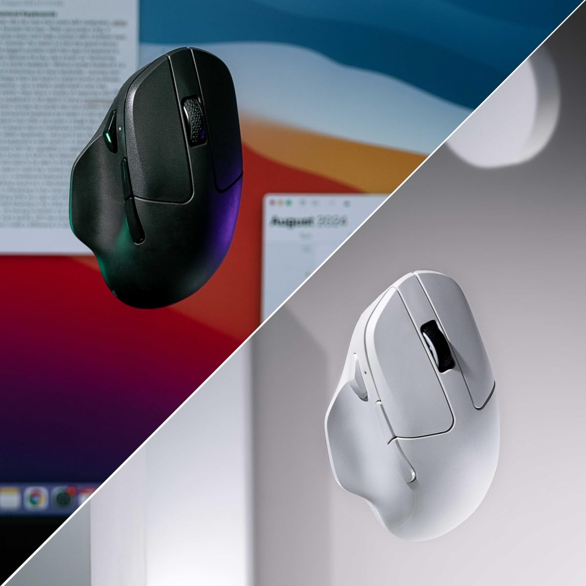 Keychron M7 Kabellose Optische Maus, 2.4G/Bluetooth/Kabelgebunden Ergonomisches Design Leichtgewicht 63g Anpassung Makrotaste (Schwarz)