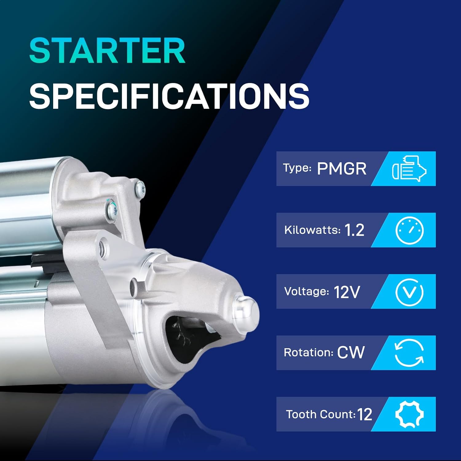 New Starter Compatible with 2011 2012 Ford F-150 3.5L 3.7L V6, 2011 2012 Mustang 3.7L V6, 1.2KW 12V 12T, 5405N BR3T-11000-AC BR3Z-11002-A