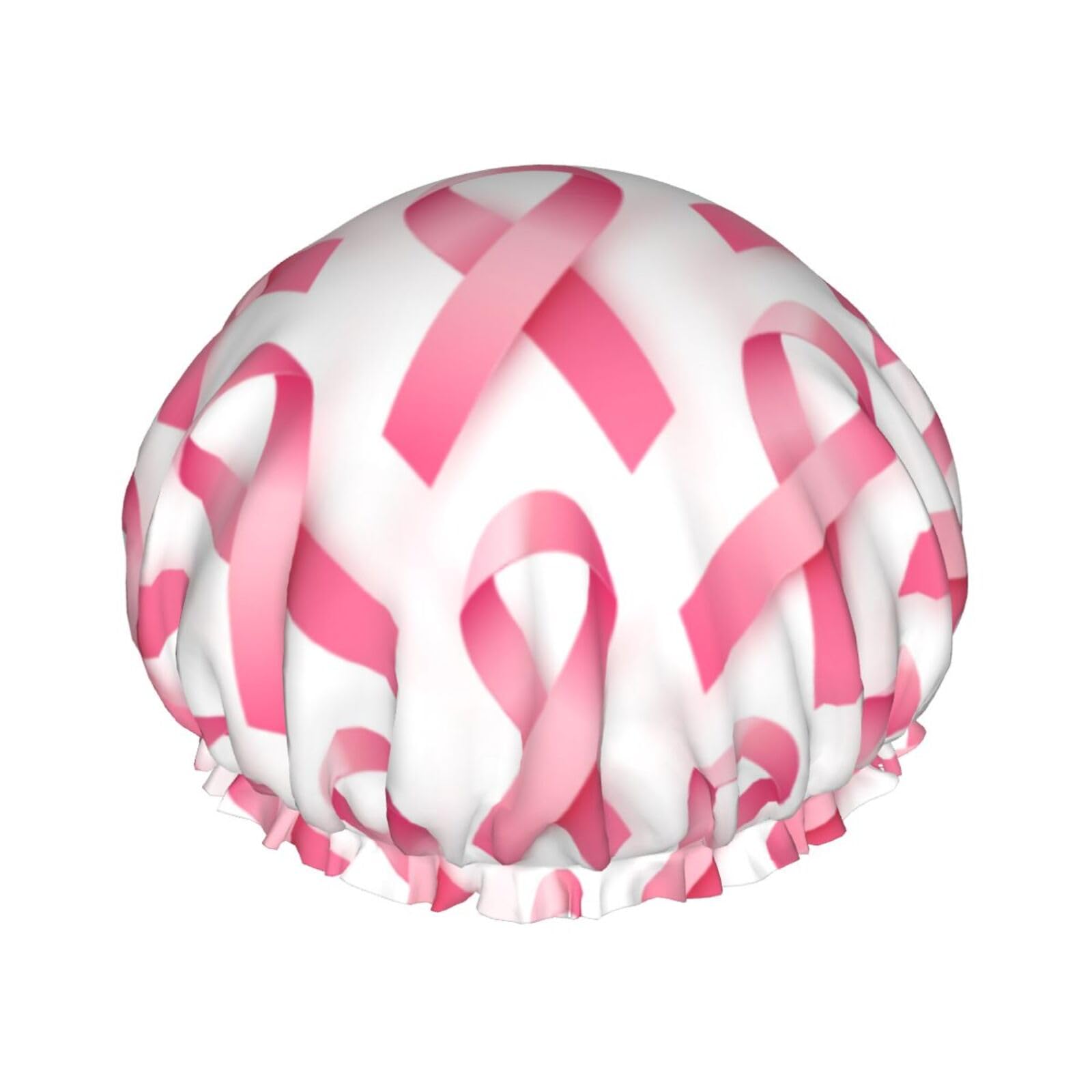 Bonnet de douche imperméable avec ruban de sensibilisation au cancer du sein pour femme