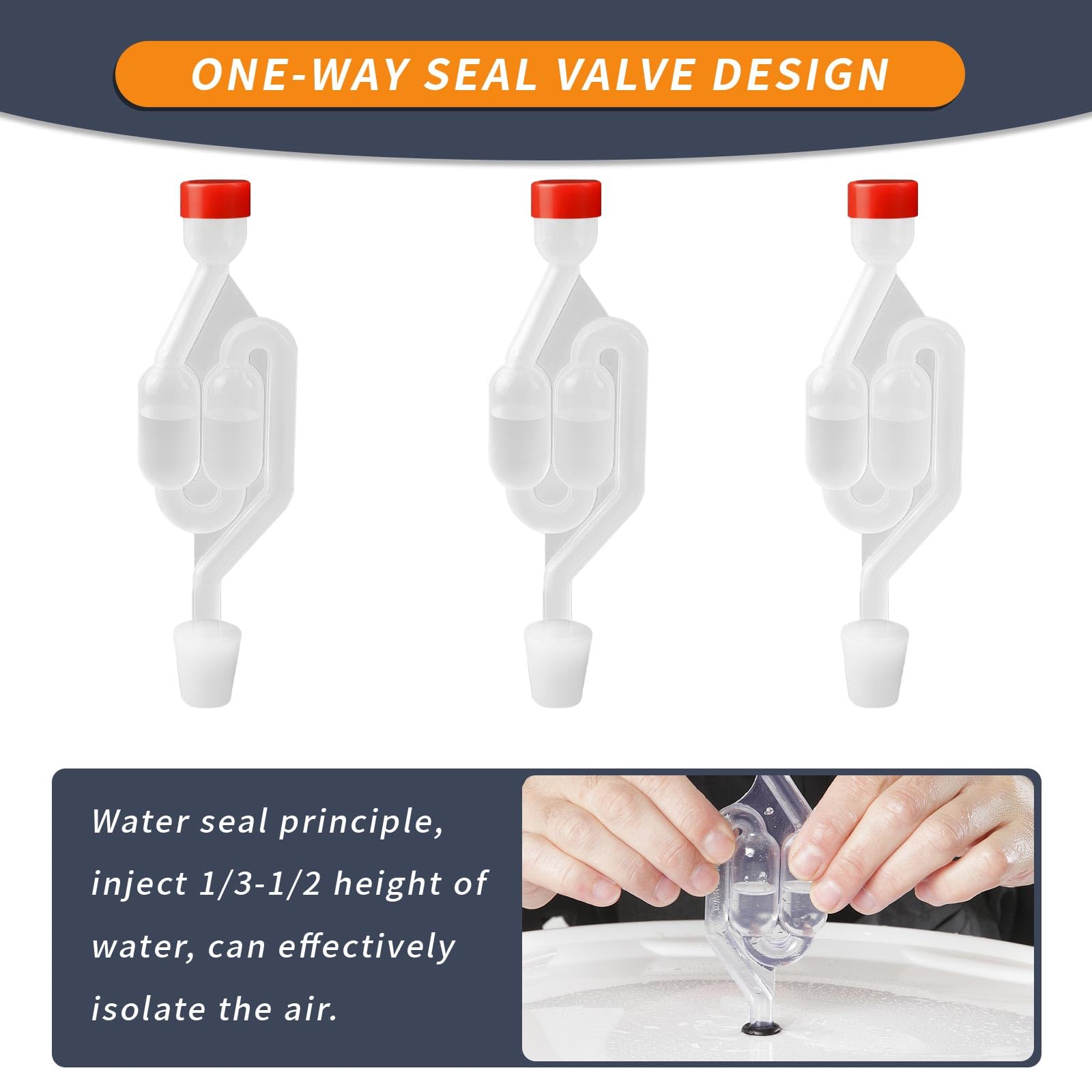 Gorgogliatore Fermentazione 3 Pezzi - Airlock Per Birra, Vino, Crauti, In Plastica Alimentare