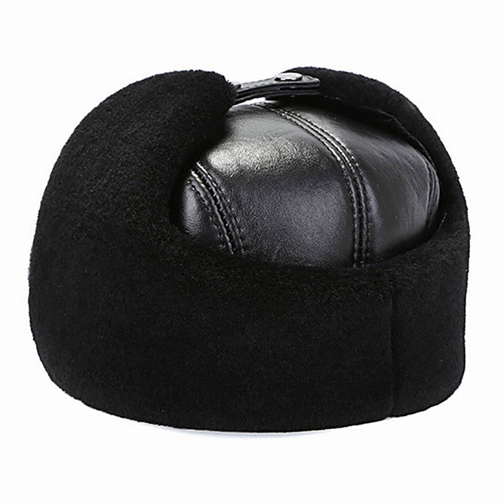 G&F The Elderly Leather Lei Feng czapka z daszkiem ze skóry bydlęcej podwójna klamra z ochroną uszu zima