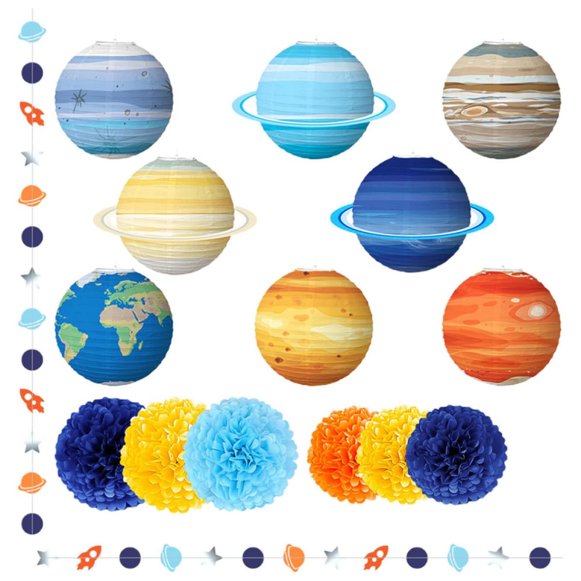 Linterna de Papel Decorativa Planetas, Fiesta Temática Espacial