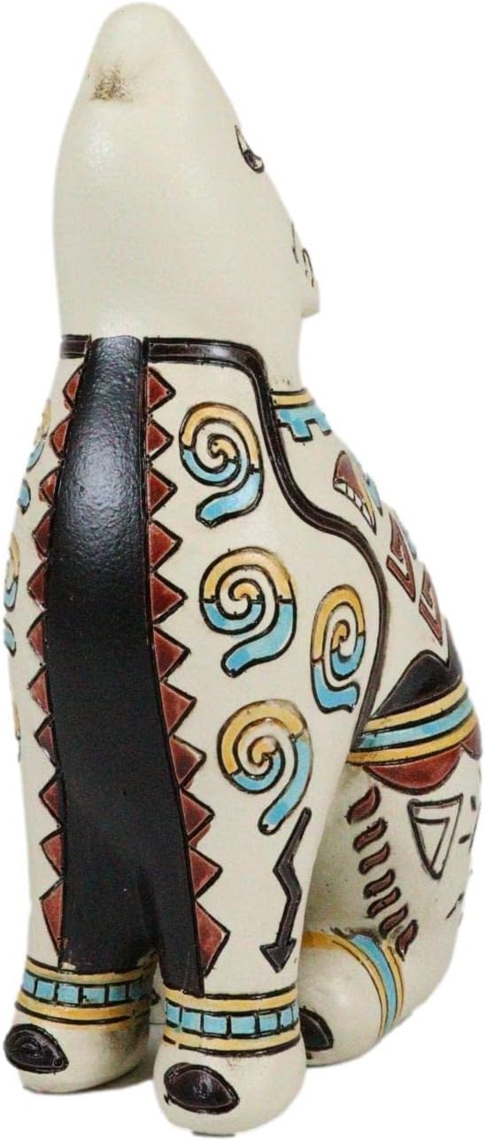 Ebros Gift Native Tribal American Aztec Hopi Indian Style Howling Wolf Animal Totem Spirit Figurine Collection Celestial Heaven and Earth Inspired Colorful Patterns