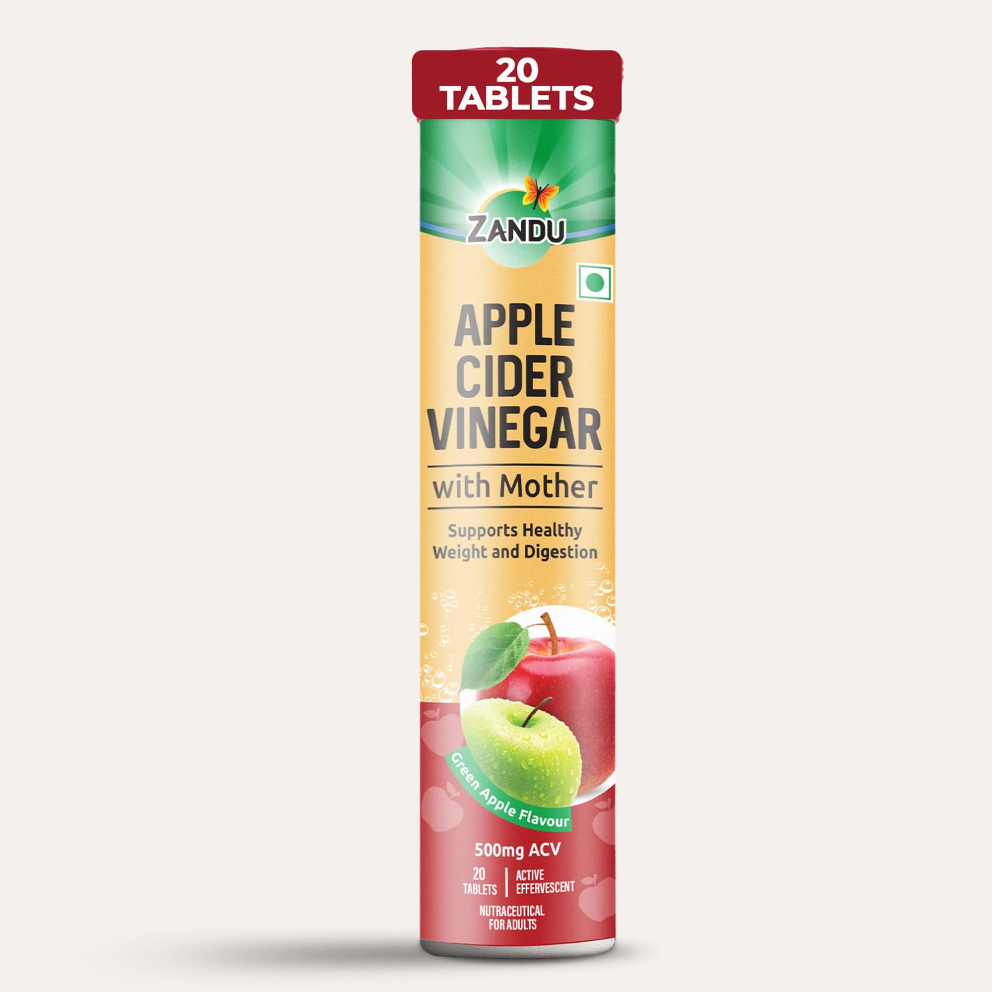 Zandu Apple Cider Vinegar ACV Effervescent 20 Tablets | With the Goodness of Mother of Vinegar | Supports Digestion and Healthy Weight Management | Green Apple Flavor | No added Sugar — Amazon image 2