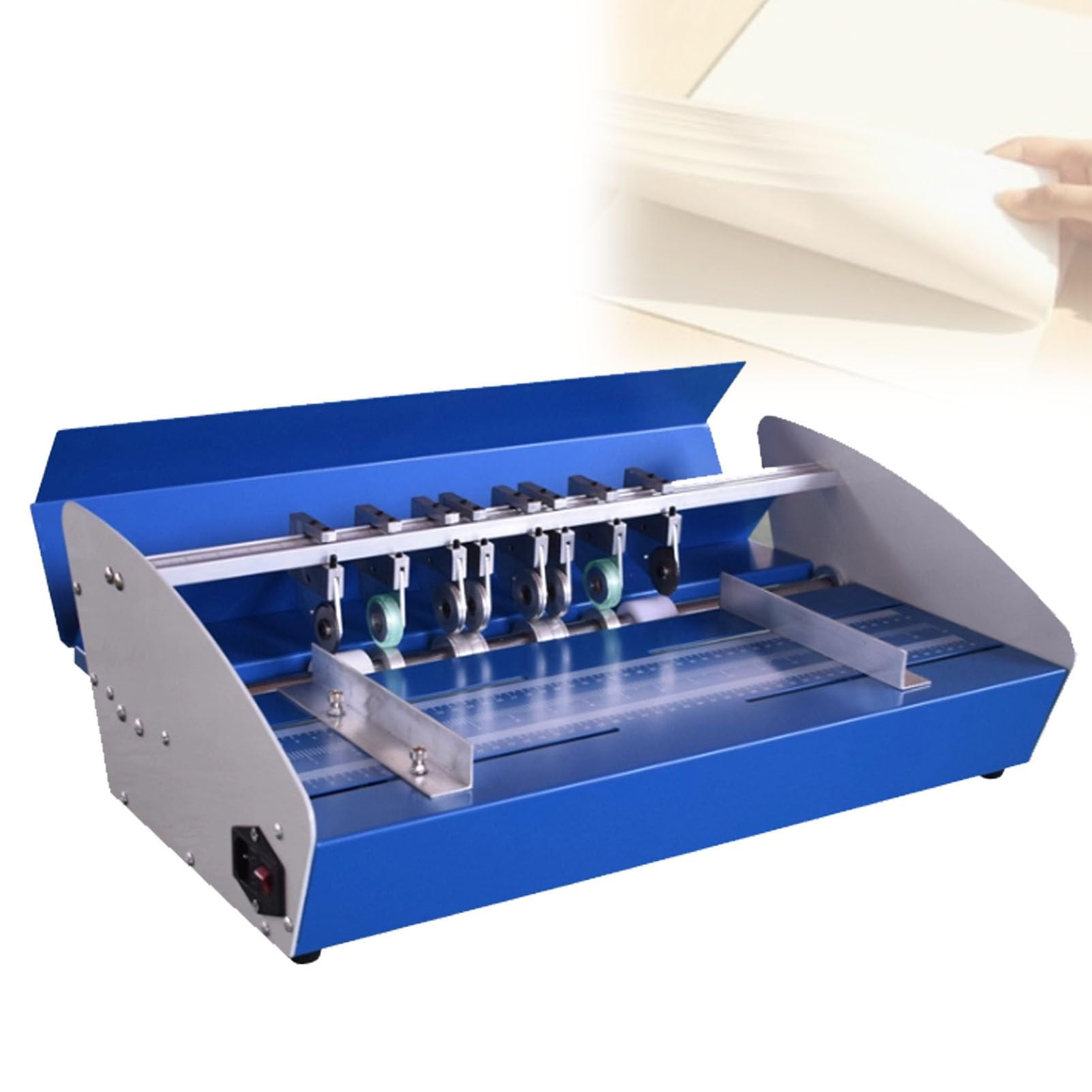 Pfps Electric Desktop Creasing Machine, 3 in 1 Paper Creaser Scorer with Graduated Scale, Heavy Duty Metal Paper Folding Tool for Greeting Cards, Invitations 460mm
