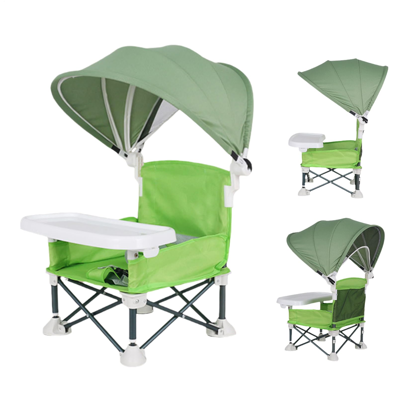 Chaise Portable Pour Bébé Repas Siège de avec Plateau pour Jeune Enfant | Siège Bébé Pliable Avec Auvent Anti-Pour Maison Extérieur Pique-Nique Pelouse Camping