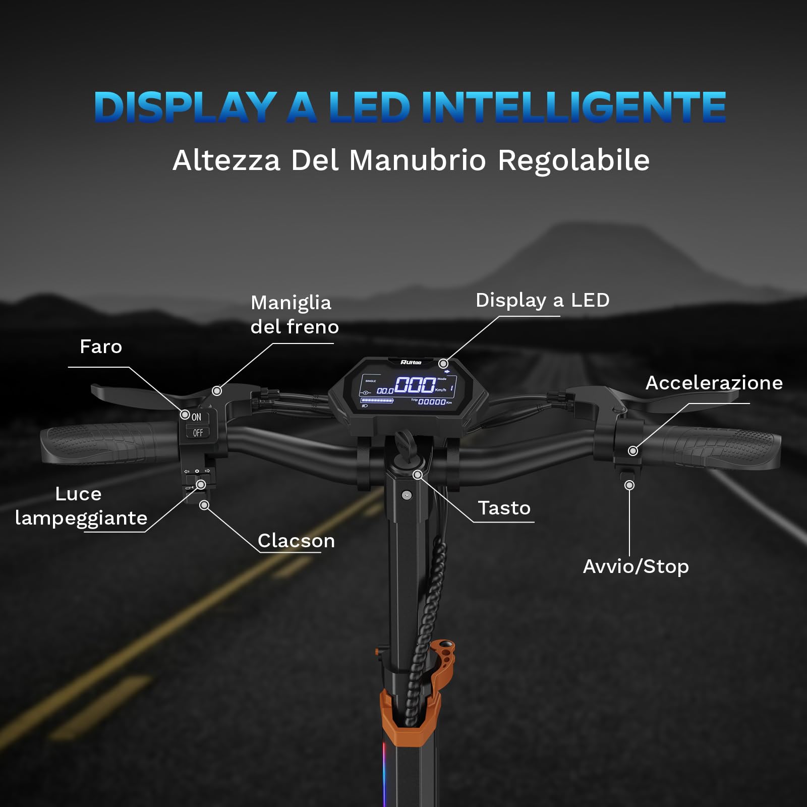 M5 Pro Monopattino Elettrico Adulti, Scooter Pieghevole, Batteria 48V 20.8Ah, Autonomia 70-80km, Pneumatici All Terrain 11 Pollici, 3 Modalità Di Velocità, Display Intelligent