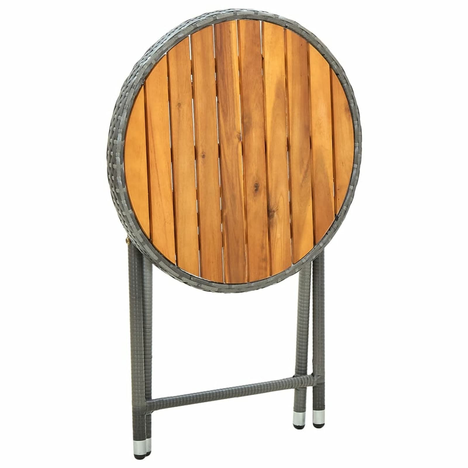 Gecheer Tavolino da Caffé tè da Giardino Esterno Pieghevole in Polyrattan e Legno Accacia 60x75 cm,Tavolo Tavolino da Esterno Pieghevole,Tavolino da Balcone Pieghevole,Tavolino Pieghevole