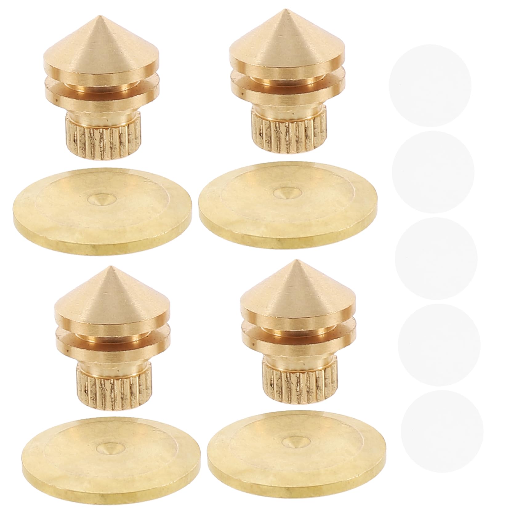 CONGARTENO 4pcs Speaker Isolation Feet Spikes High Strength Pads for Tower Subwoofer and Turntable Easy Installation with Washer Double Sided Tape for Improved Sound Quality