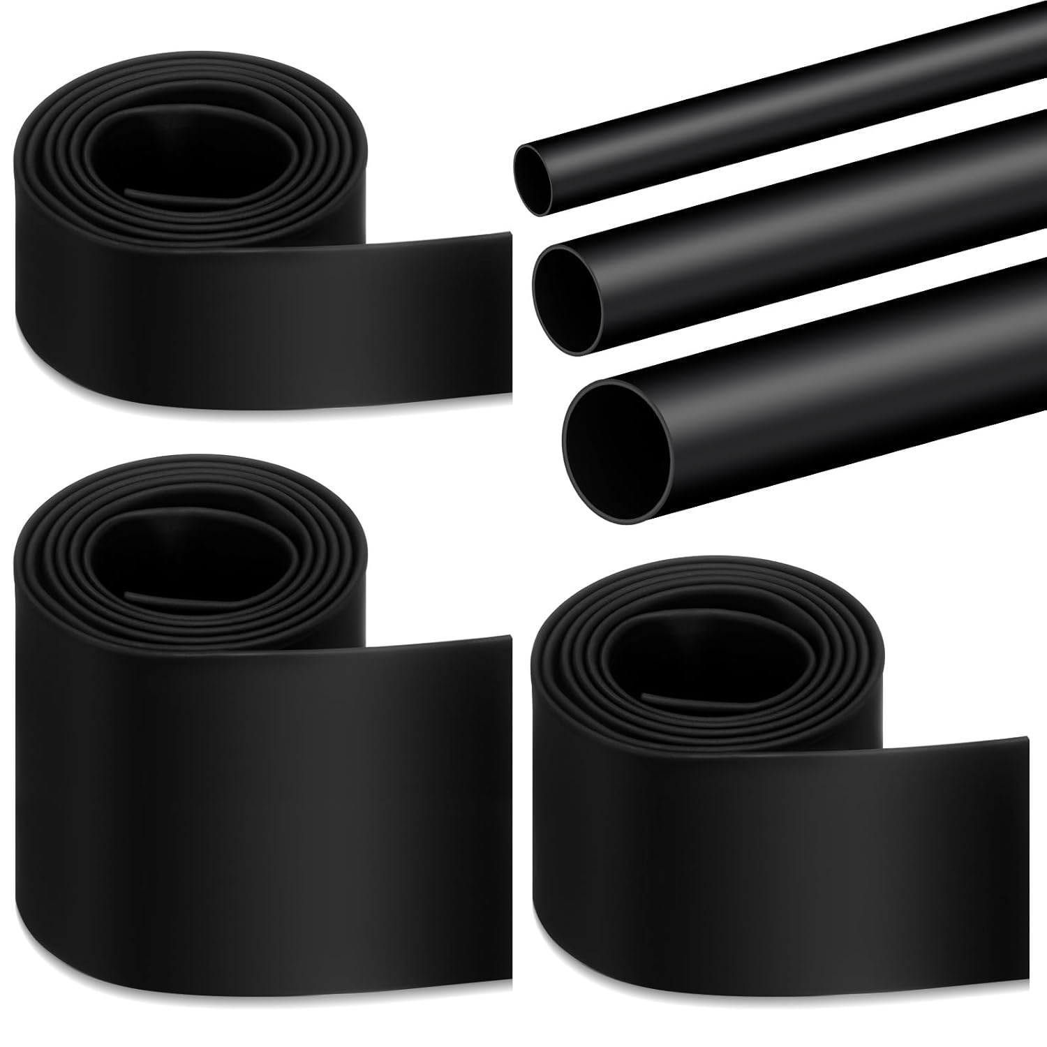 Tondiamo 3 Roll Heat Shrink Tubing Roll 1 Inch, 2 Inch, 1-1/2 Inch Heat Shrink Tubing 3:1 Industrial Marine Grade Adhesive Lined Heat Shrink Wrap Tube, Insulation Sealing Wear-Resistant, 4 Ft/Roll