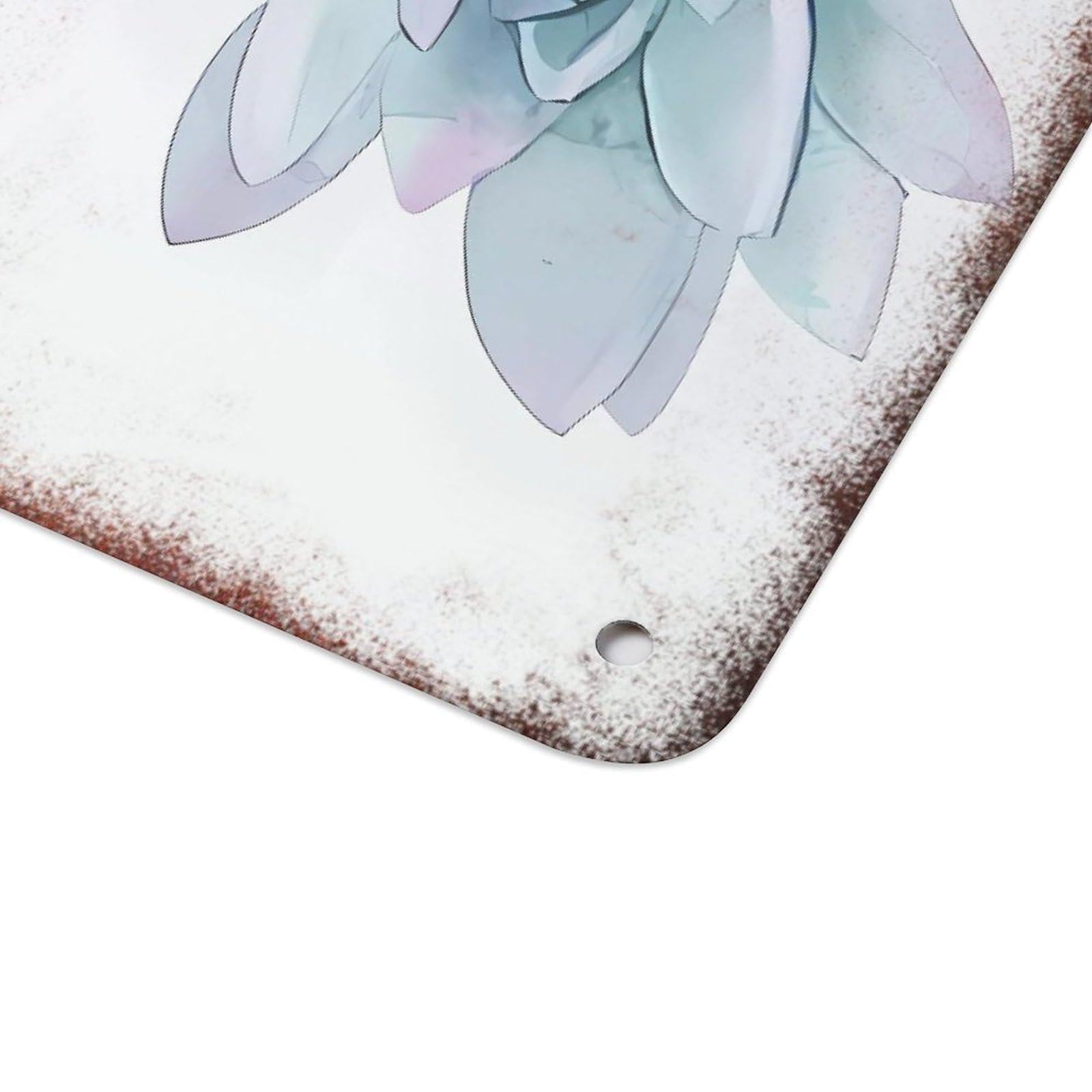 Fresh Succulent Cactus Watercolor Metal Tin Sign Simple Household Leisure Wall Hanging Decor 8x12 Inch