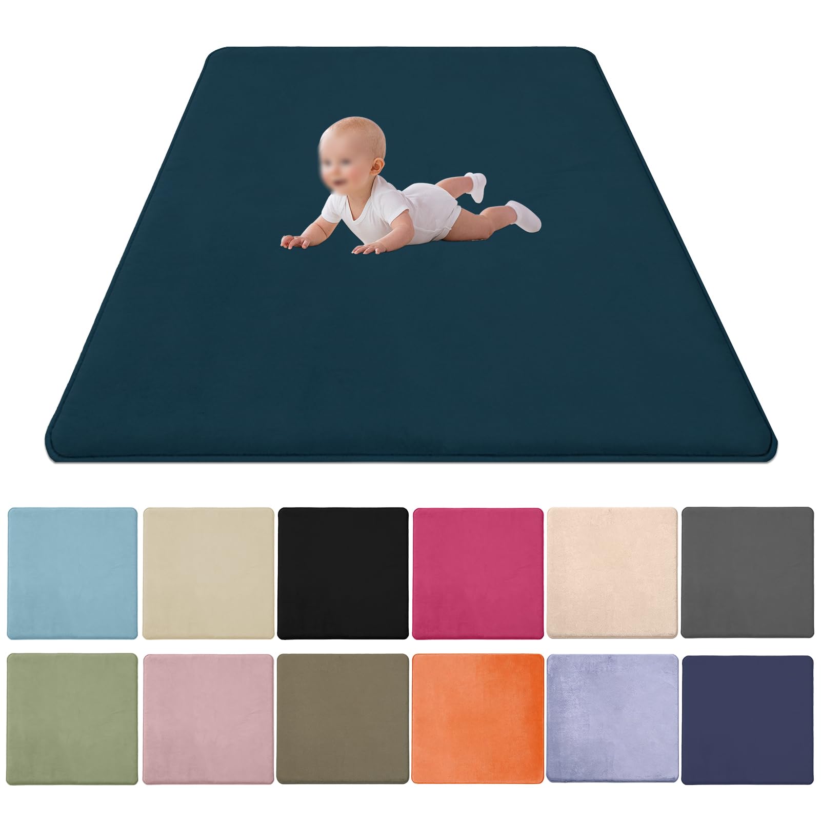 2CM Thick Coral Velvet Baby Play Mat, Baby Crawling Mat Nursery Rug for Crawling & Playing for Bedroom Kids Room, Nursery Babies Mats for Floor Play with Non-slip Backing 120x150cm/47.24x59.06inch — image 1