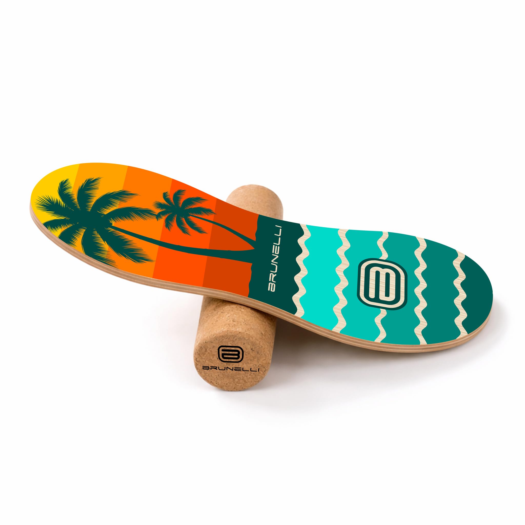 Brunelli Marken Balance Board Komplettset mit Korkrolle, Halbkugel & Halterung 14 Modelle wählbar Rutschfestes Holz Board Balance Training Fitness und Spaß