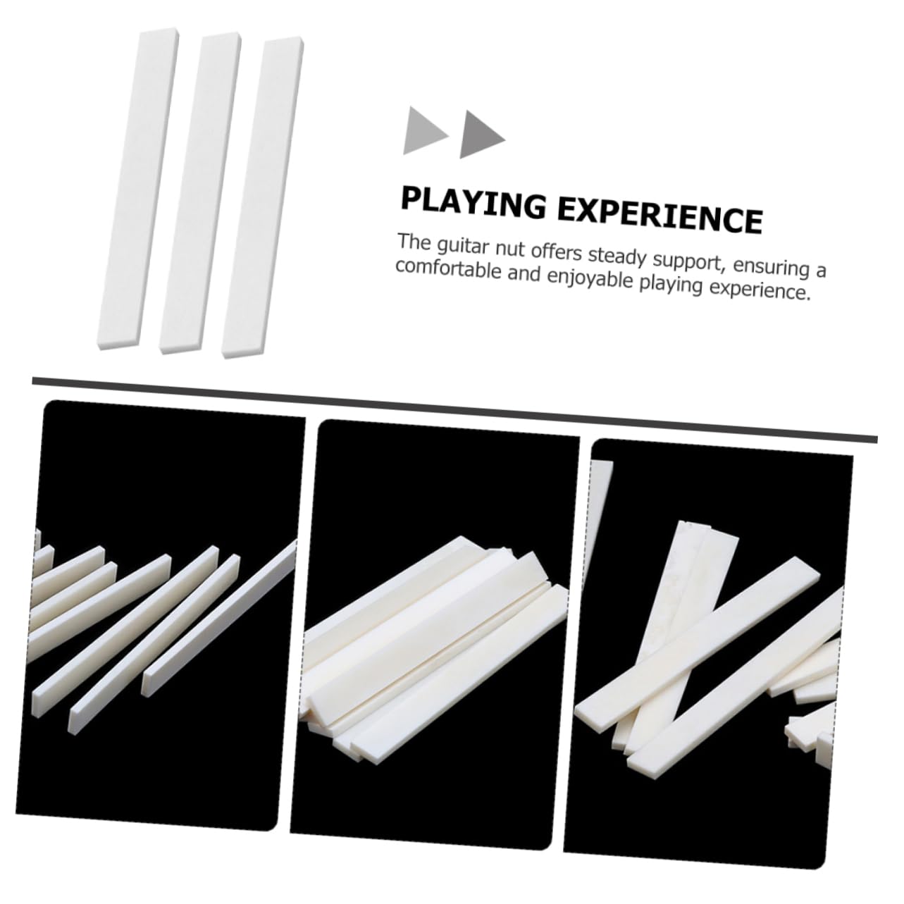 Sosoport 10pièces Sillets De Guitare Os Pour Chevalet De Rechange Pour Guitare Électrique Et Acoustique Kit De Remplacement