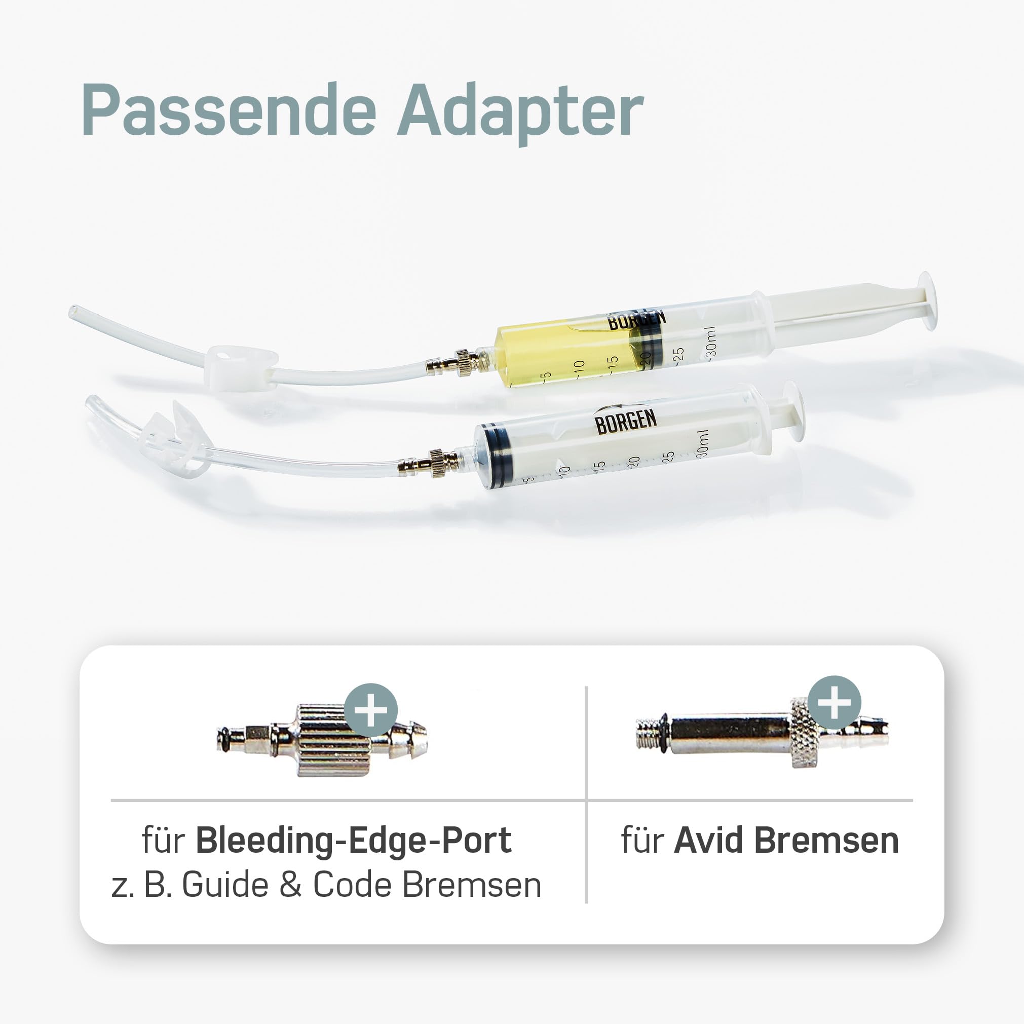 Borgen Entlüftungsset für Avid Sram Scheibenbremsen - Bremsen entlüften für Avid Elixir UVM. - Inkl. 250ml DOT 5.1 Bremsflüssigkeit für Sram - Entlüftungskit für hydraulische Scheibenbremsen