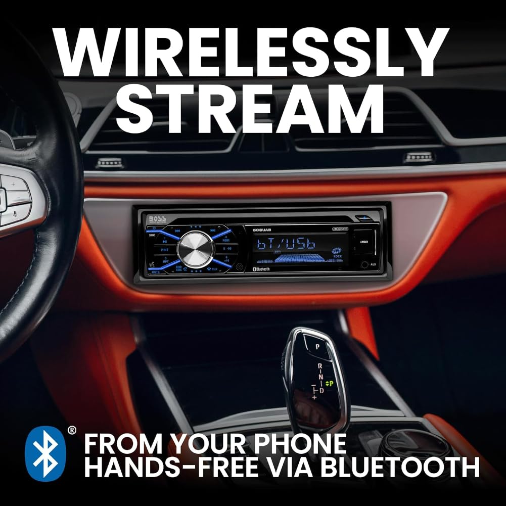 Kit Set para Boss Audio Systems 508UAB, Radio de Coche, Single DIN, Receptor Am/FM Digital, Estéreo, AUX/USB/MP3, con Bluetooth, para Coches, 1 Unidad + Llaves de extracción gratuitas