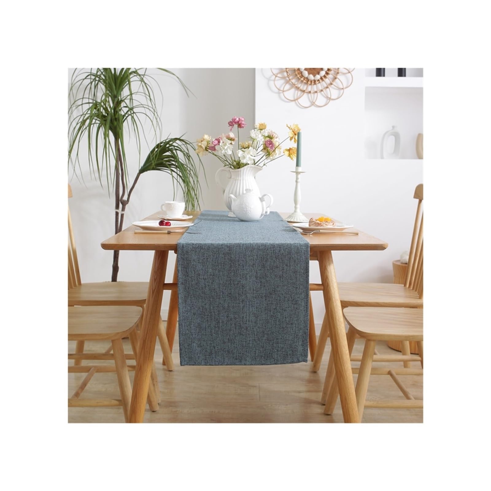 Cheesecloth Table Runners Burlap Style Farmhouse Table Runners , Beige Rustic Woven Dining Runner For Home,Party Decoration, Everyday Use(Blue,30x180cm)