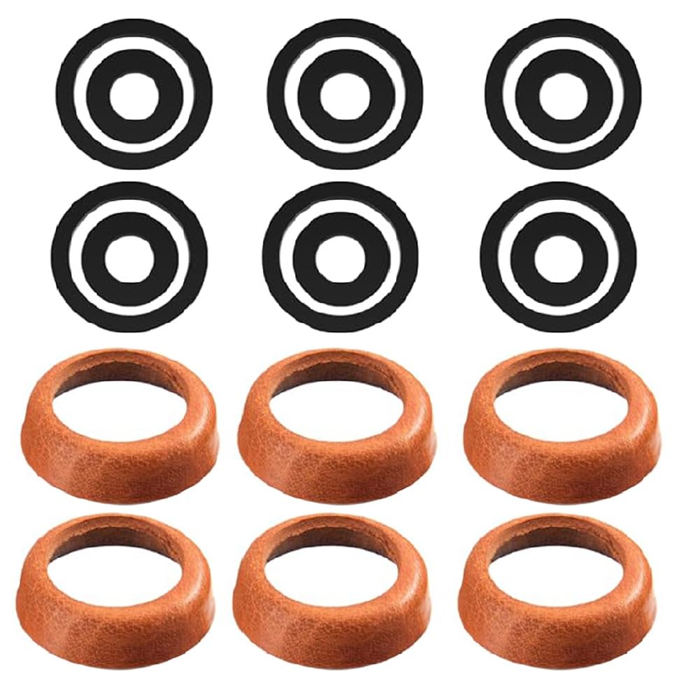 Vjsujehgy Replacement Leather Cuff Piston Sleeves and Rubber O-Rings Seal Kit for Model 75 Garden Hand/Well Pump- 3 Sets Included