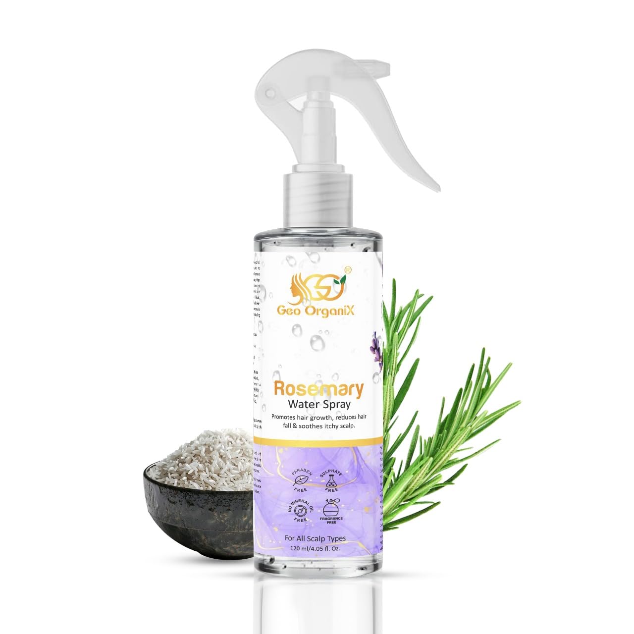 Geo Organix Rosemary Water Spray with Vitamin E & Rosemary Extracts for Anti-Hairfall, Anti-Dandruff & Damage Repair – Nourishing Hair Mist (120ML)-picture-40
