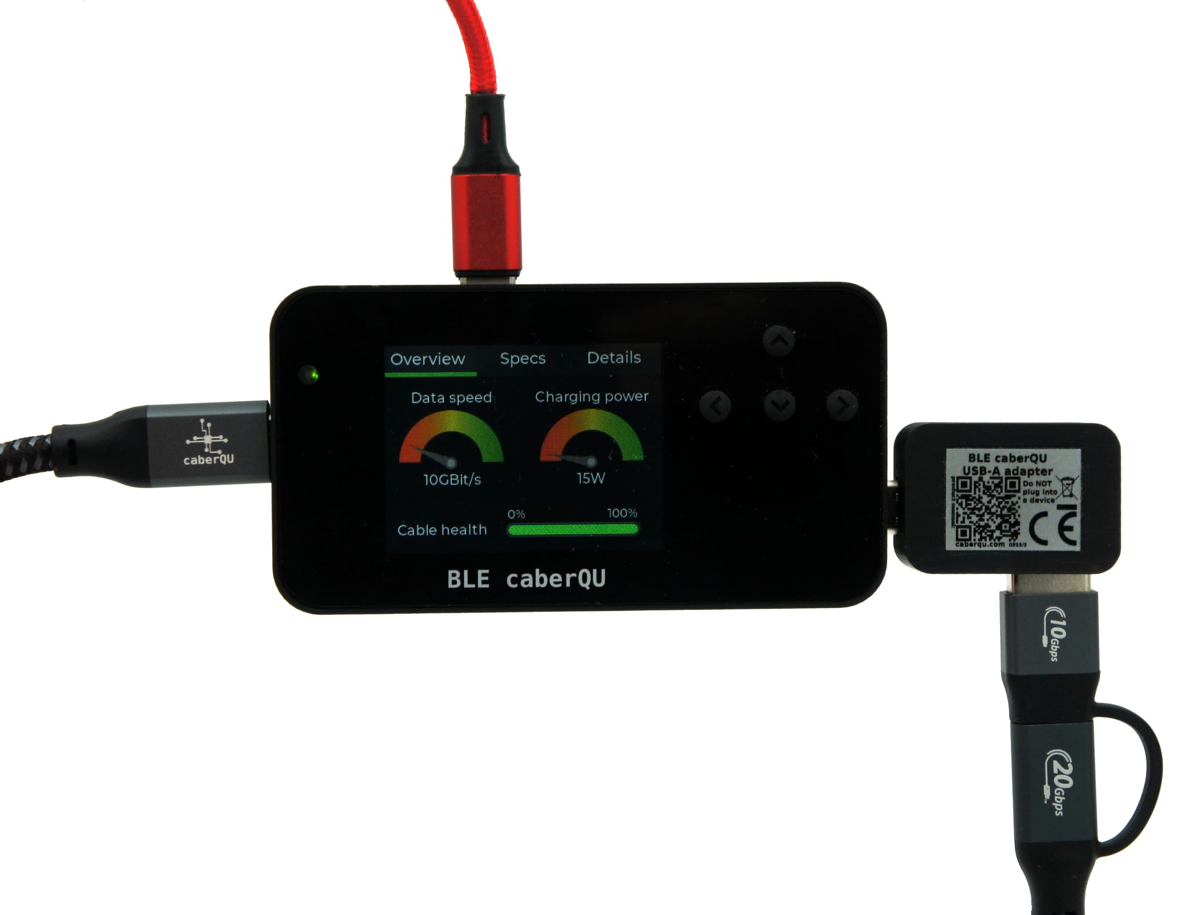 caberQU Adapter USB-A do oficjalnego aktywnego dodatku BLE do testera kabli BLE, testowanie USB-A do USB-C (niestandardowy adapter) (z podwójnym kablem USB 3.2)