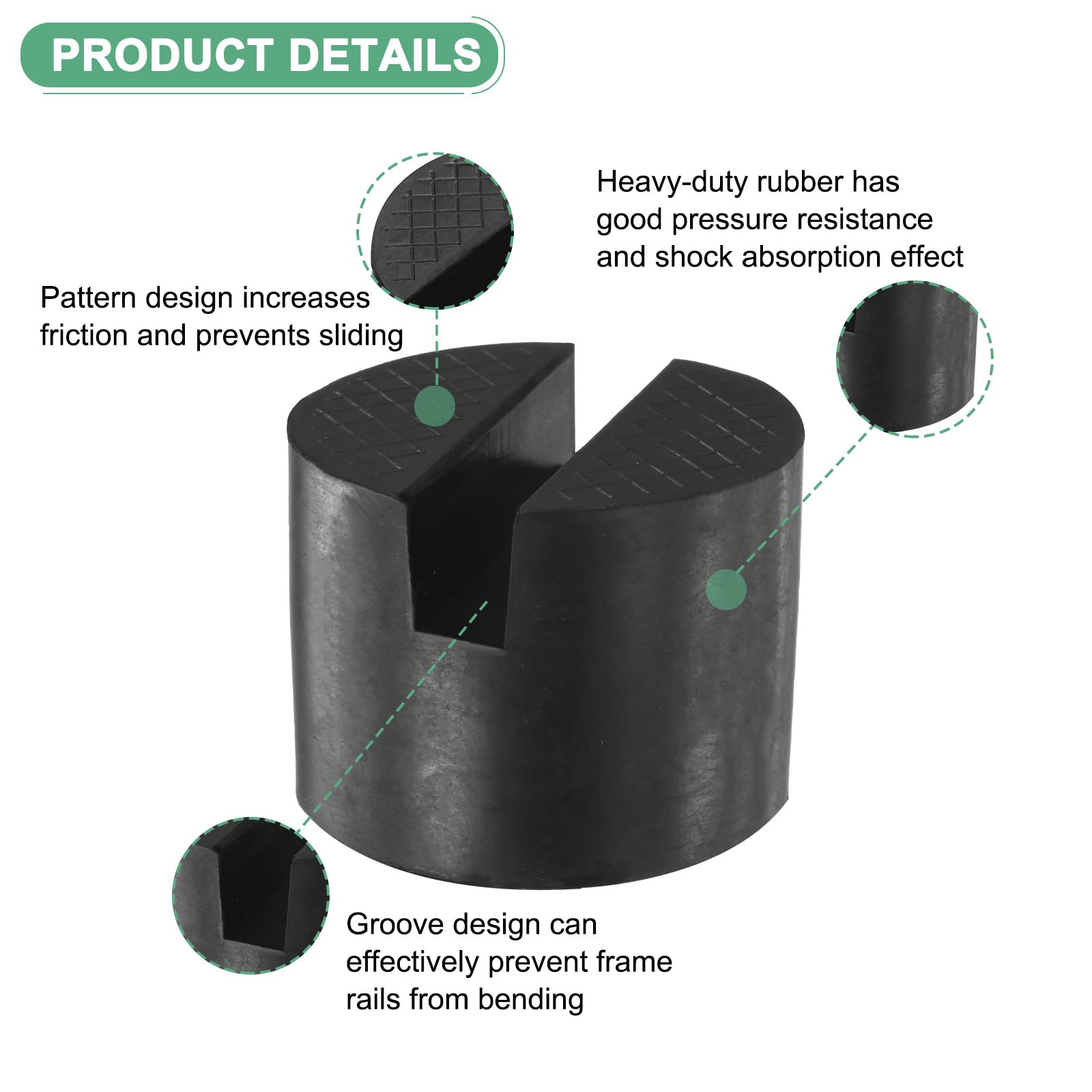 M METERXITY 2-Pack Floor Jack Rubber Pad, 2 Inch Dia Universal Rail Pinch Weld Stand Jack Round Pad Adapter for Change Tire/Oil Change, Jack Protector Cushioning Part