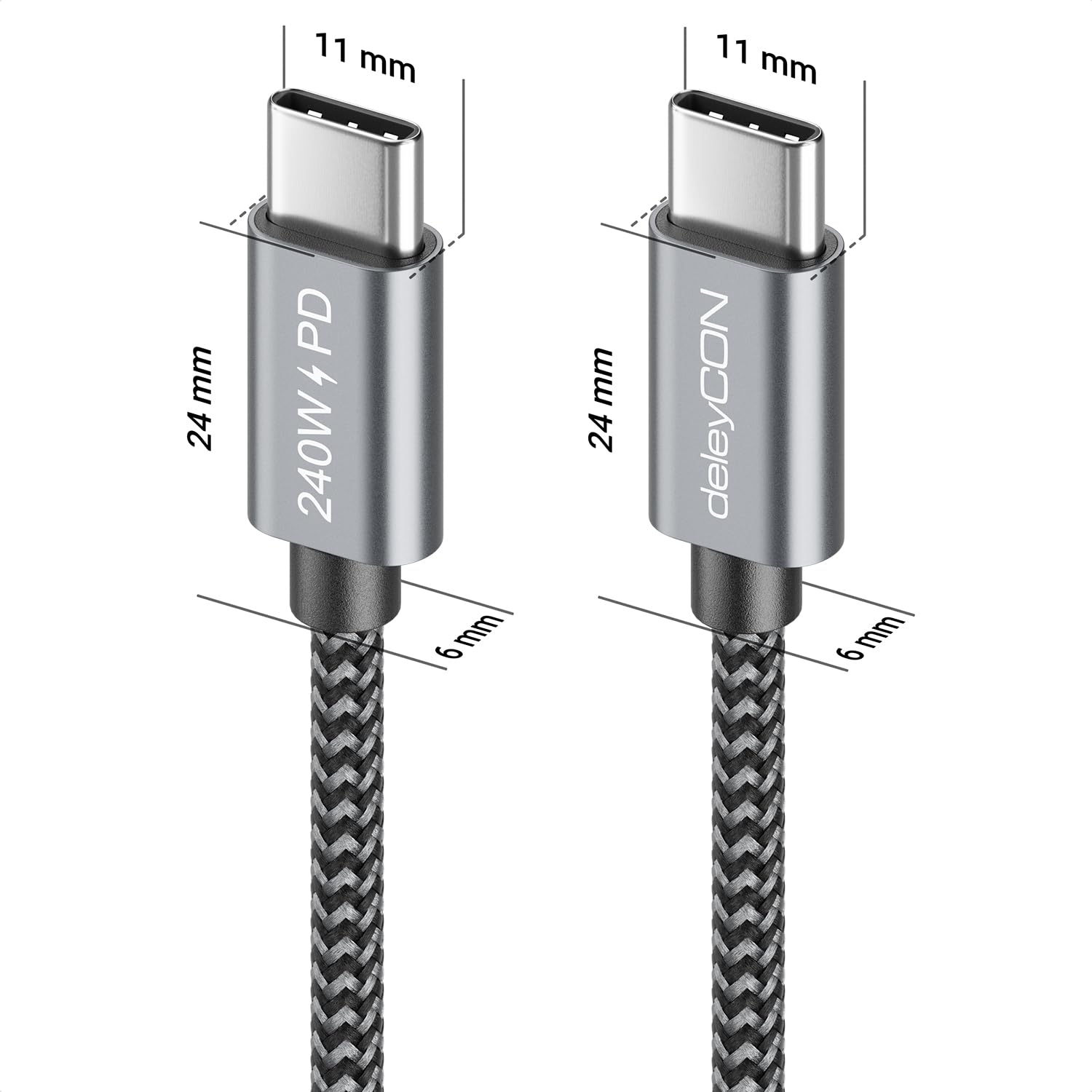 deleyCON 1m 240W USB-C Cavo Ricarica Rapida PD3.1 - USB C a C - Collegamento per iPhone 17 16 15 Pro Max Air Galaxy A16 A17 A56 S25 S24 S23 Pixel iPad Pro MacBook AirPods Tablet Switch PS5 - 3