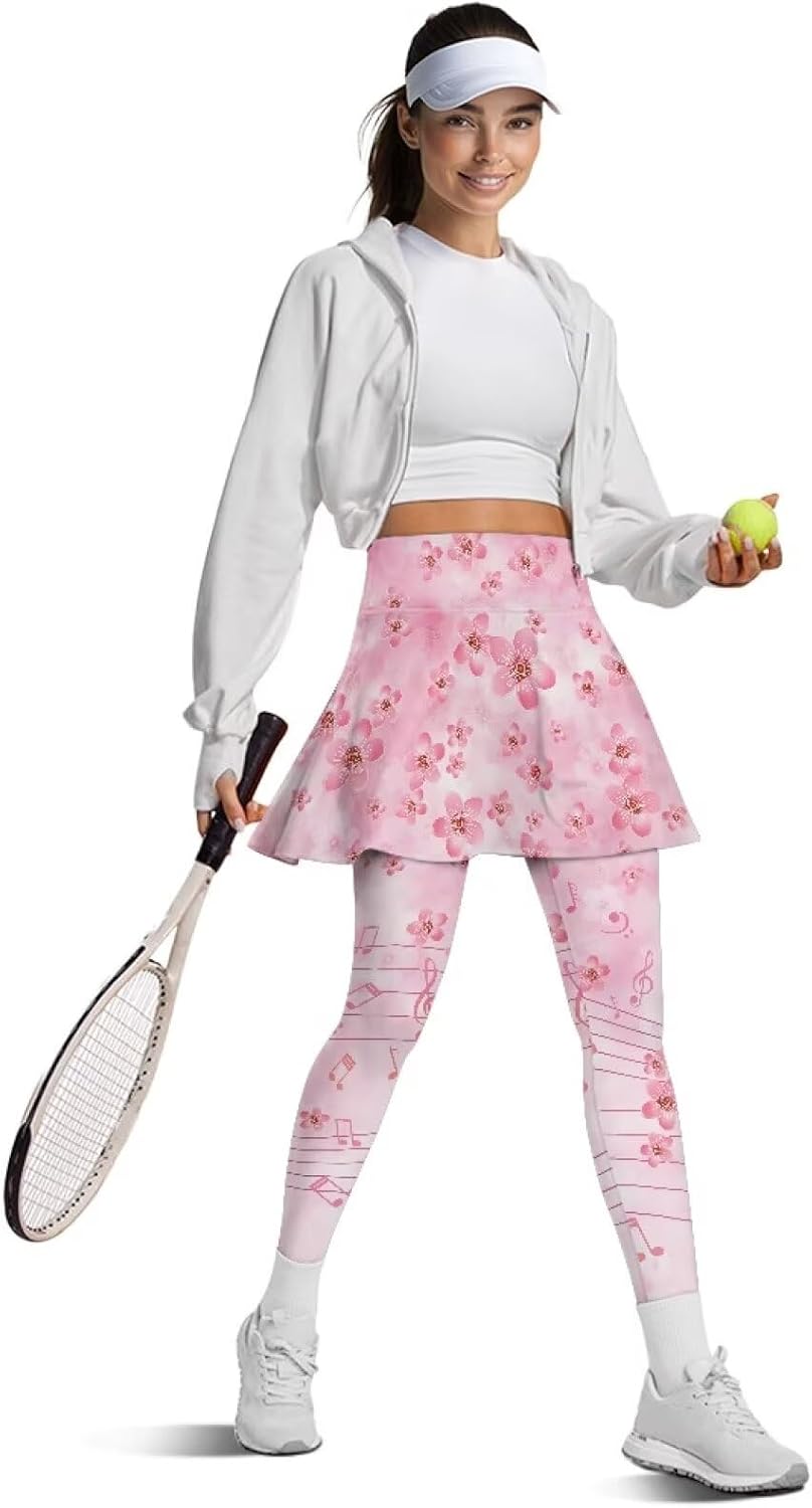 AFPANQZ Pleated Skirted Leggings for Women High Waisted Athletic Skirt with Leggings Tennis Skirt for Golf Pickleball