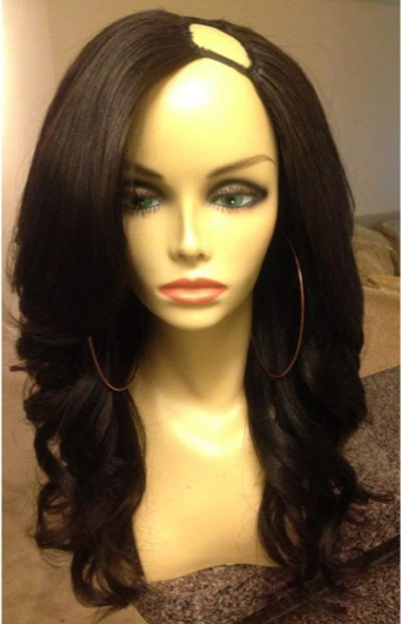 Unprocessed 8A Peruvian Virgin Human Hair U Part Wigs For Black Women 150% High Density Body Wave U Part Wig Natural Color (24 inch)