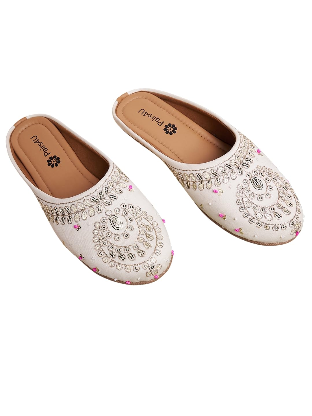 Women's Mojari Jutti Ethnic Punjabi Juttis Traditional Flat Embroidered Canvas Fancy Bellies Comfortable Sole for Womens & Girls-image-16