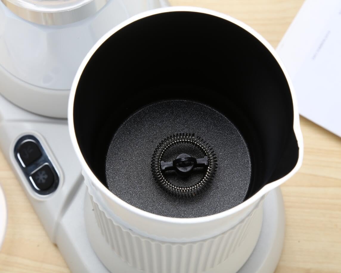 Espresso Maker Italian Coffee with Milk Frother and Steamer 5 Cup 2 in 1 Mocha Pot Coffee Set for Cappuccino, Mocha, Latte Macchiato (White)