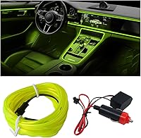 Vista 8 de Tira de luces LED para interior de automóvil con cable EL, luz de neón de 16 pies con borde de costura para encendedor de cigarrillos, kits