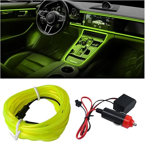 Miniatura 8 de Tira de luces LED para interior de automóvil con cable EL, luz de neón de 16 pies con borde de costura para encendedor de cigarrillos, kits