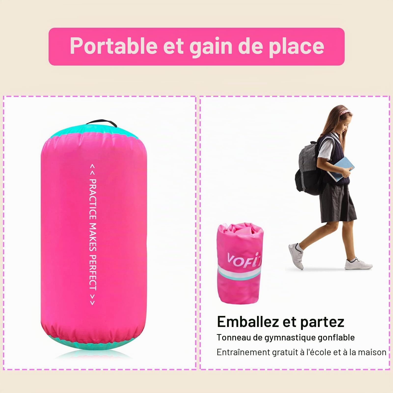 VOFiTNY - Équipement de gymnastique et culbute acrobatique gonflable, octogonale, rouleau de pédicure sans pompe