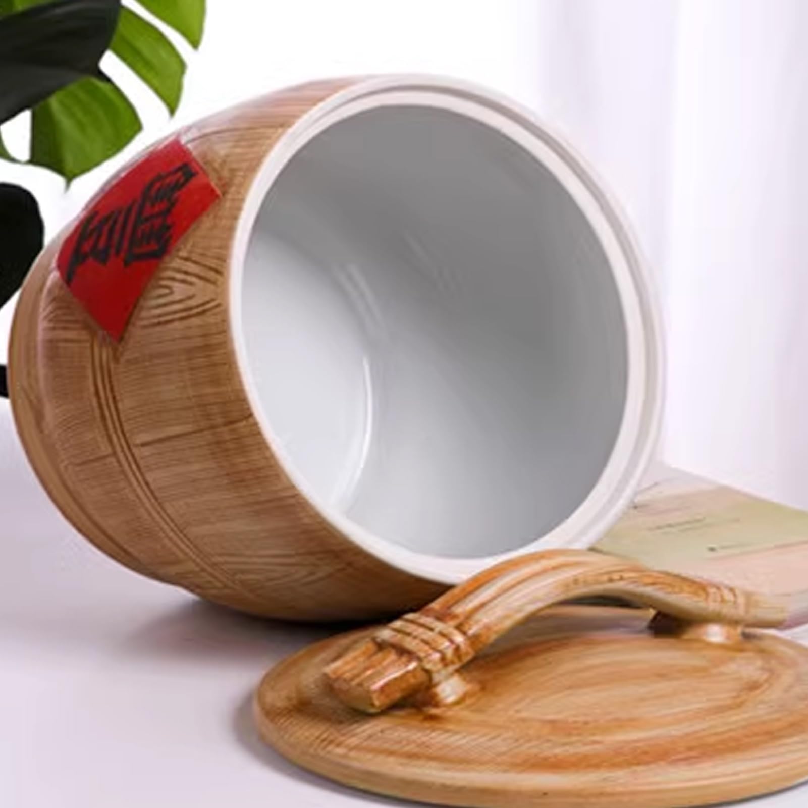 Vorratsbehälter, Keramik-Reisglas mit Deckel, Lebensmittelvorratsgläser Im Traditionellen Chinesischen Stil, Haushalts-Aufbewahrungsbox für Müsli, Mehl, Zucker, Kaffee, Reis(Brown A,10kg)