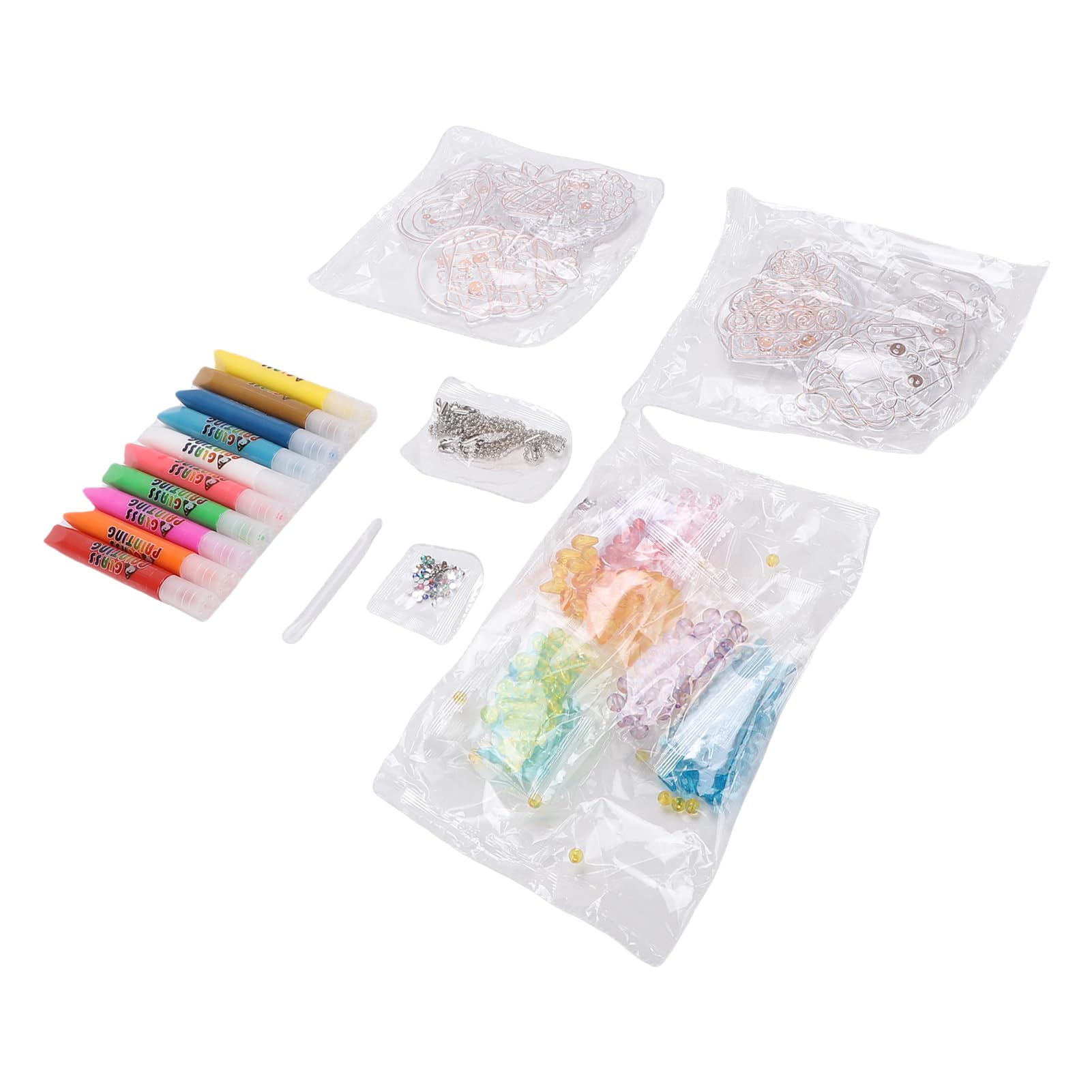 Kit de pintura con pegamento de cristal que no requiere horneado para un arte infantil seguro (W666-A Patrón de pastel de cuento de hadas)