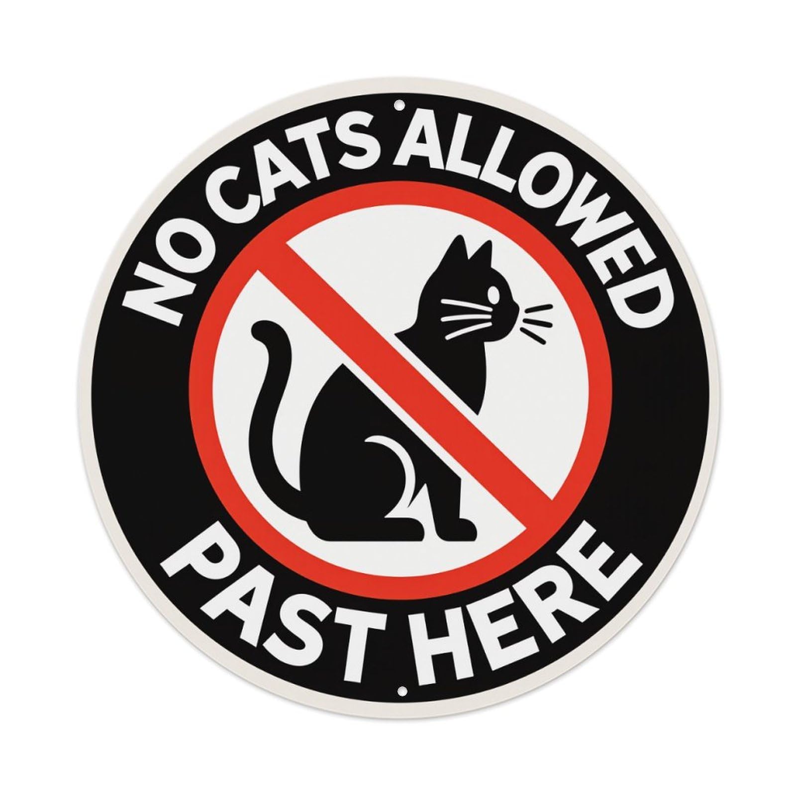Wmlzdnwr Vintage No Cats Allowed Past Here Sign With Cat Silhouette Round Tin Sign,Retro Wall Art,Metal Poster For Home, Bar, Garage, Cafe, Rustic Indoor & Outdoor Decor, 8X8 Inches
