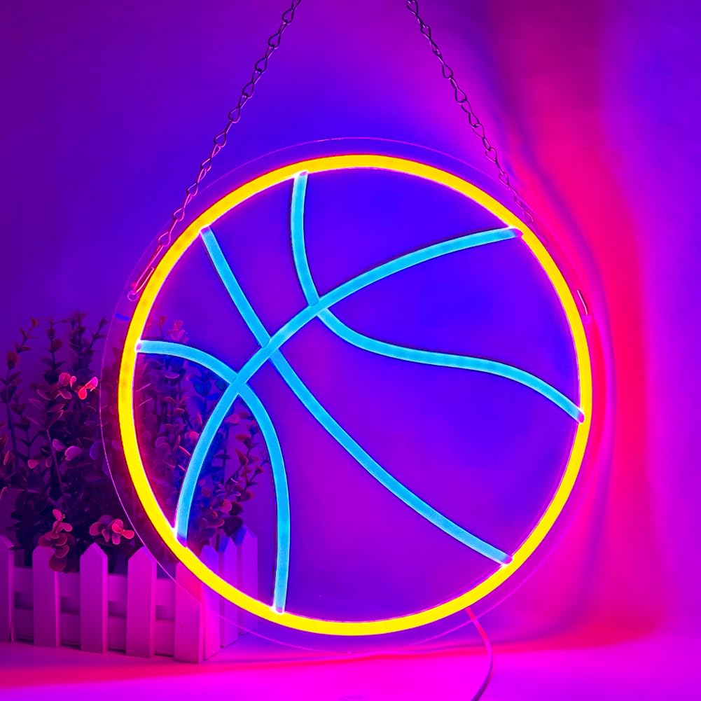 Panneau Neon Basketball Sportif Enseignes Lumineuses pour Chambre à Coucher Décoration Murale