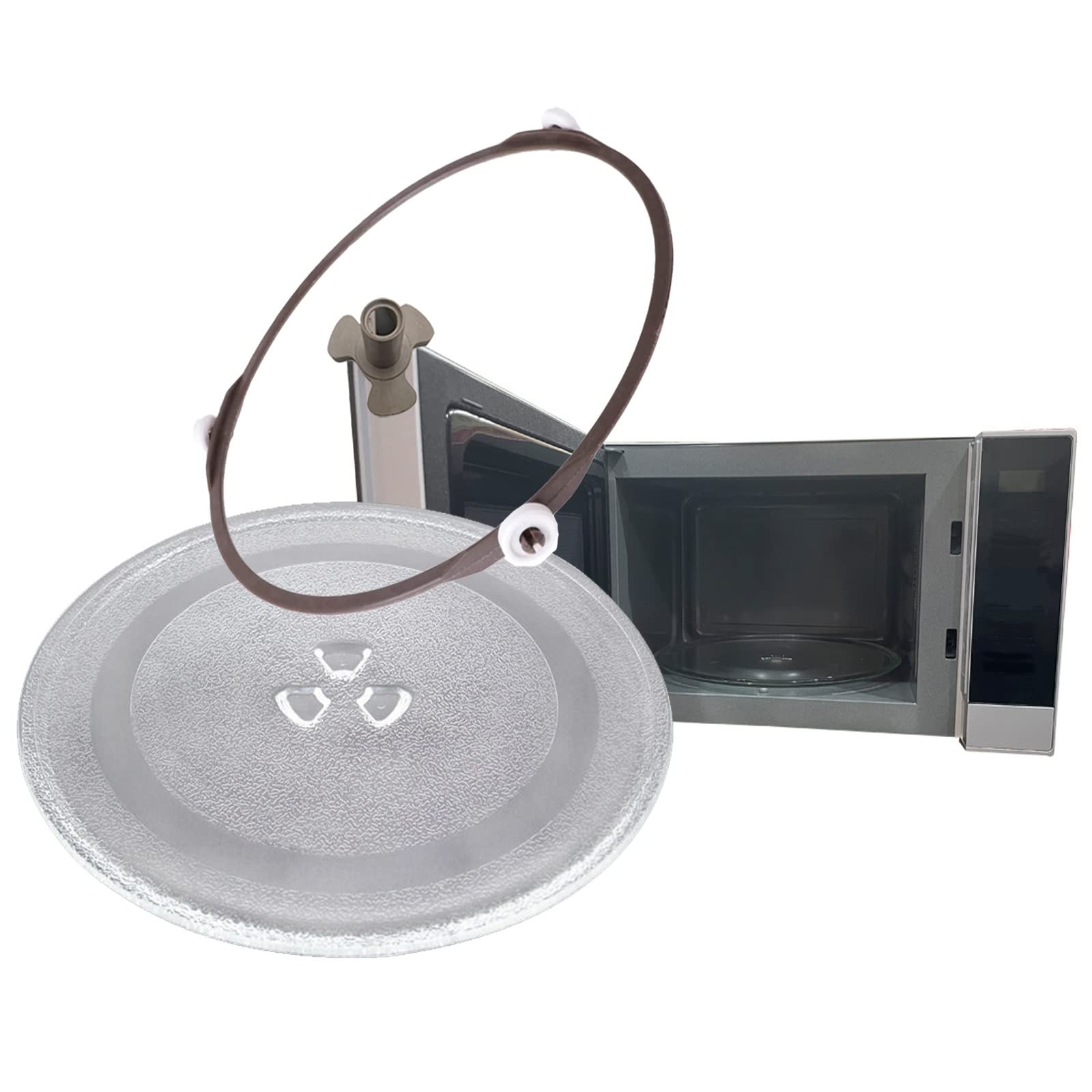 Robuste Mikrowellen-Drehteller Glasplatte Hochtemperaturbeständig Mikrowellenteller, Durchmesser 9.6"/10"/10.6"/12.4" Mikrowellenplatte Ersatz, Mit Antriebsring, Für Diverse Mikrowellen ( Color : Clea