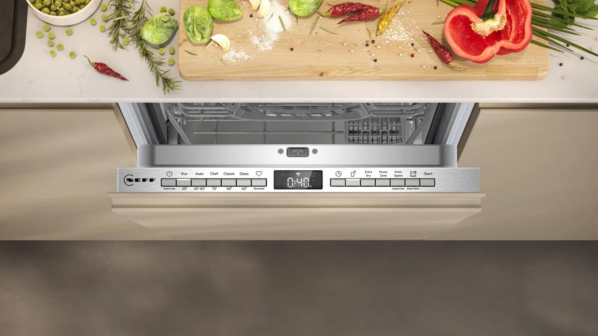 NEFF S853HKX20E, N 30, Lave-vaisselle intelligent, entièrement intégré, 45 cm, panier à couverts, système de panier Flex I, programme favoris, puissance de nettoyage puissante, info Light, programmes