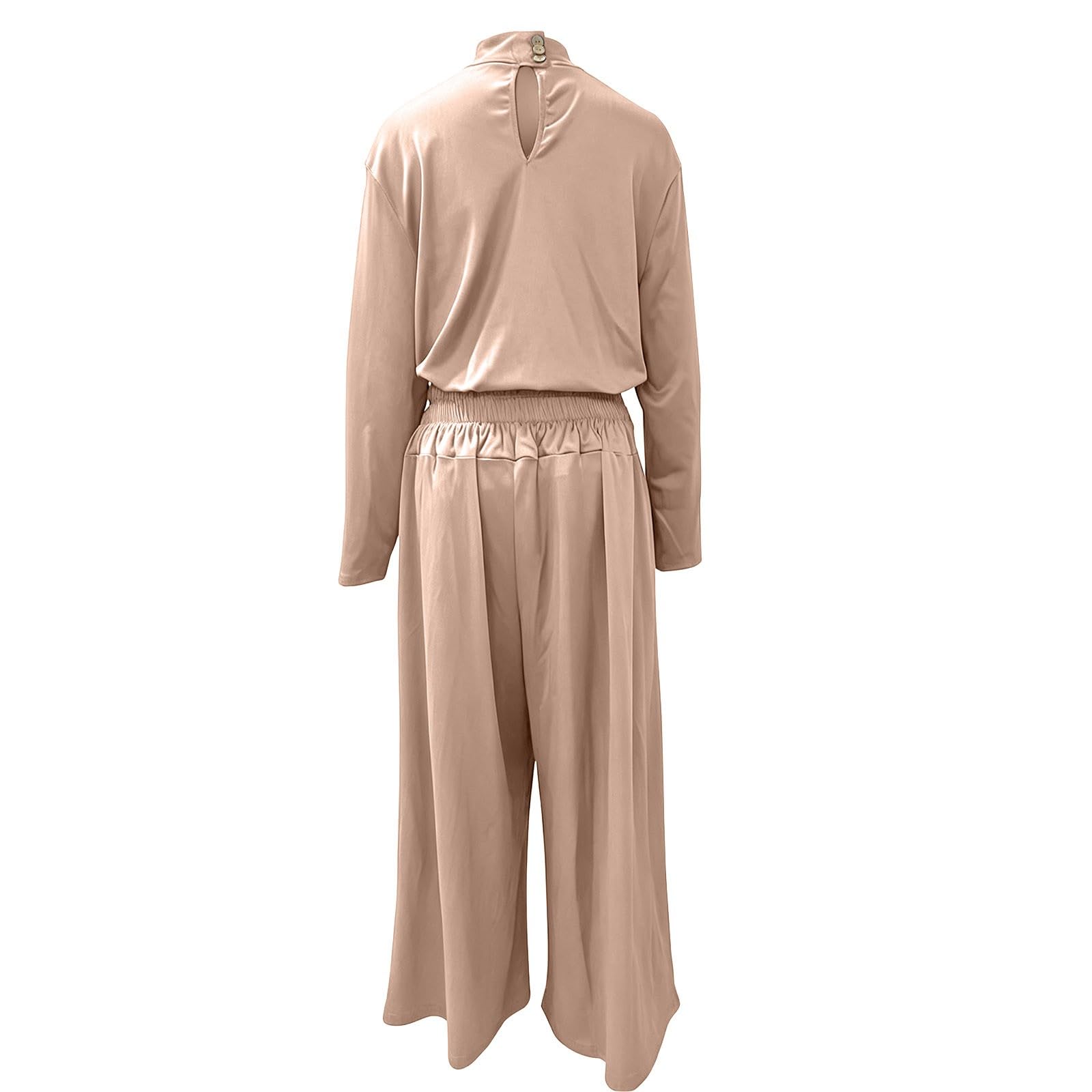Vestito da donna, taglie forti, 2 pezzi, elegante, per matrimonio | Maglione casual a collo alto con pantaloni da abito, due pezzi, maglietta a maniche lunghe, tinta unita