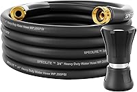 Vista 1 de SPECILITE Manguera de jardín de 3/4" 25 pies con boquilla de alto flujo, manguera de agua de goma híbrida flexible resistente para exteriores