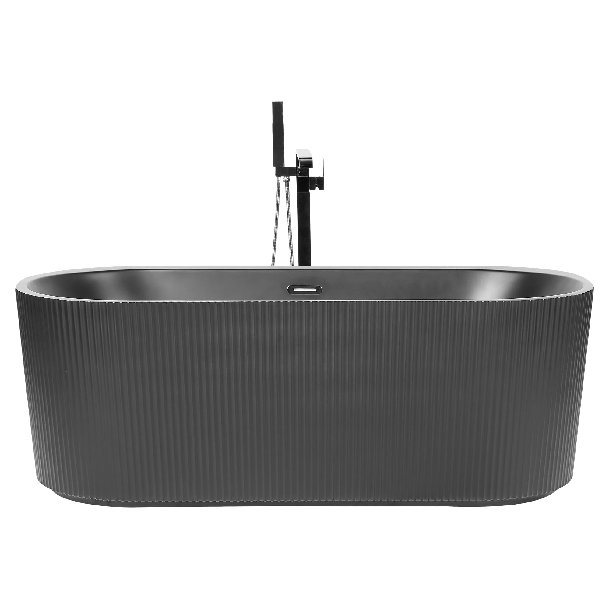 Vasca moderna freestanding ovale 170 x 80 cm Acrilico finitura scanalata Bagno Nero opaco