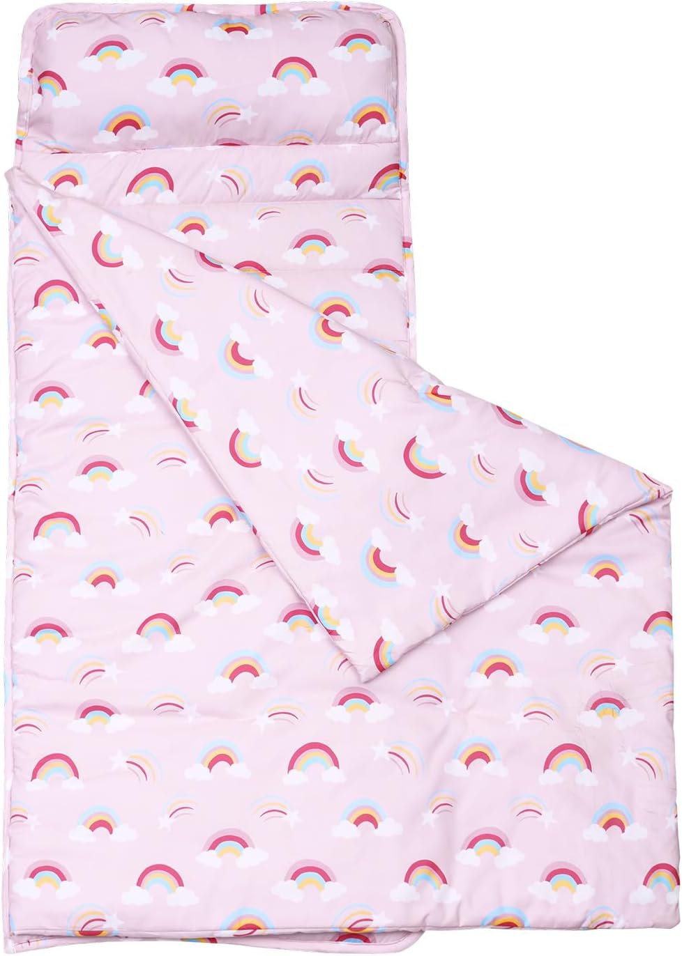 david's kids Toddler Nap Mat Set with Removable Pillow, Ultra Soft Slumber Bags for Girls?Perfect for Preschool, Daycare, Kids Sleeping Bags with Rollup Design, 50"x20", Rainbow Rainbow 50''x20''