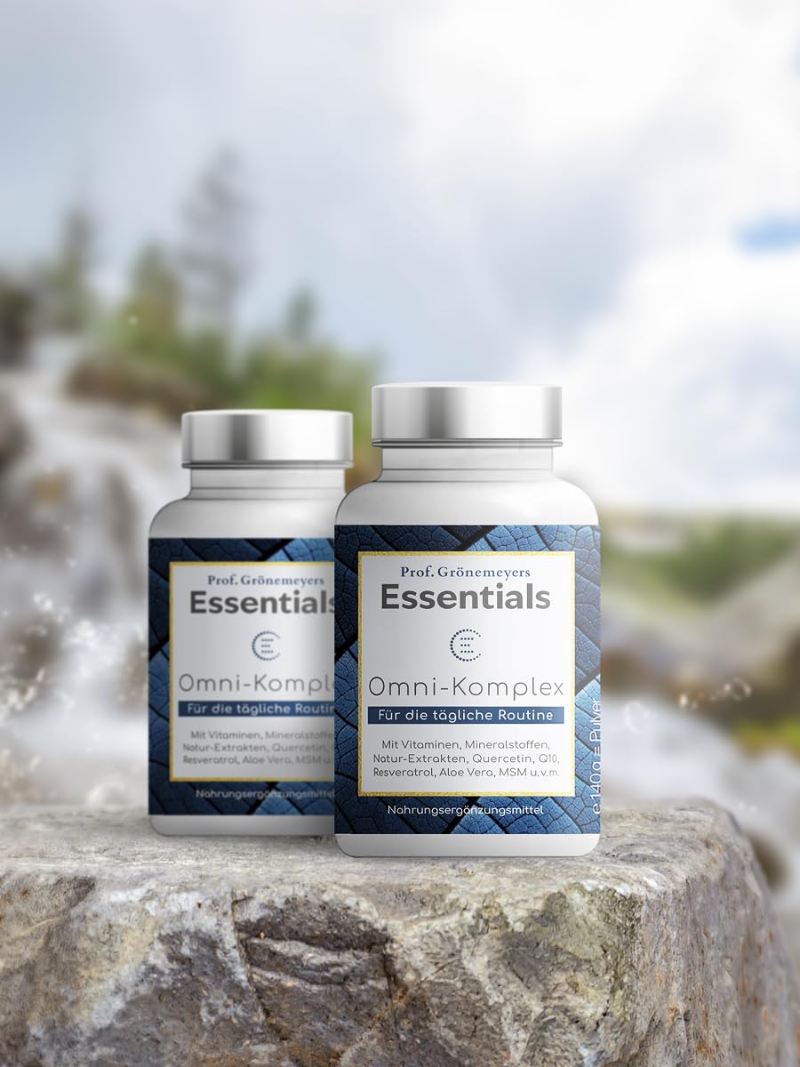 Prof Grönemeyer Essentials OmniKomplex Zellschutz Komplex, 140g Trinkpulver | Zellbooster mit 13 Vitaminen, 5 Mineralstoffen, Q10, MSM & OPC, Nahrungsergänzung für Immunsystem & Energie, Made in Germany