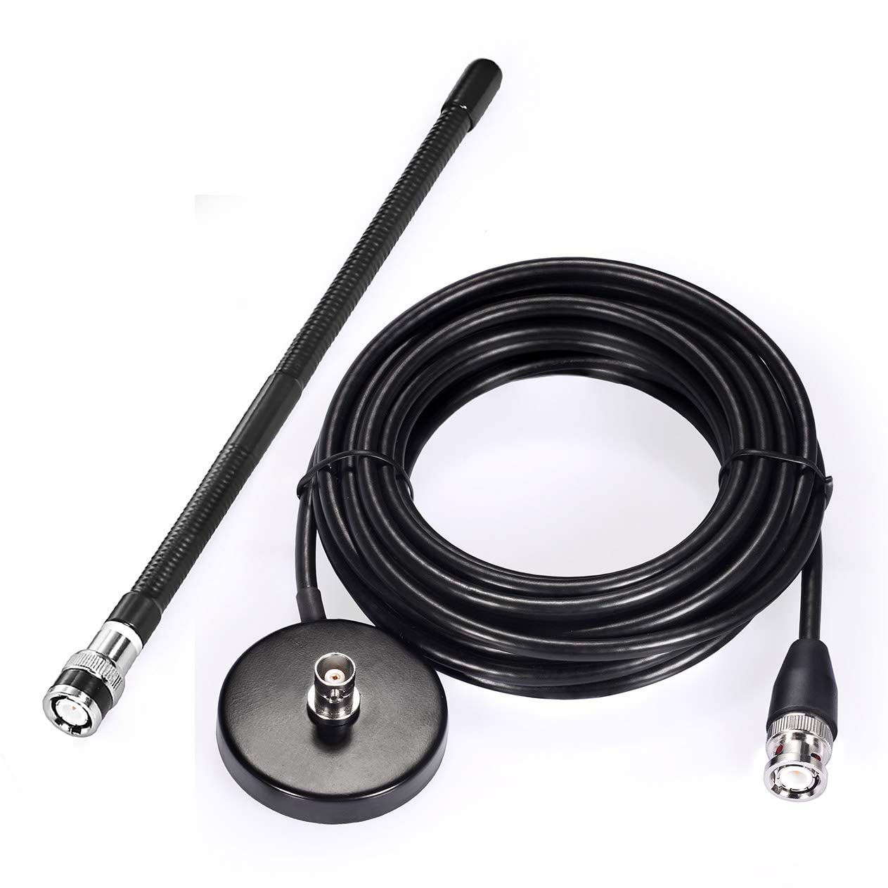 Bingfu Antenna CB Veicolare 27 MHz Frusta Morbida Base Magnetica Connettore BNC e PL259 Compatibile con Cobra Midland Uniden Maxon President Camion Camper Auto Radio Scanner Radio Mobile